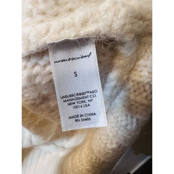 Unsubscribed Cable Mock Neck Sweater Fisherman Small Soft Muslin Ivory Alpaca - Picture 7 of 8